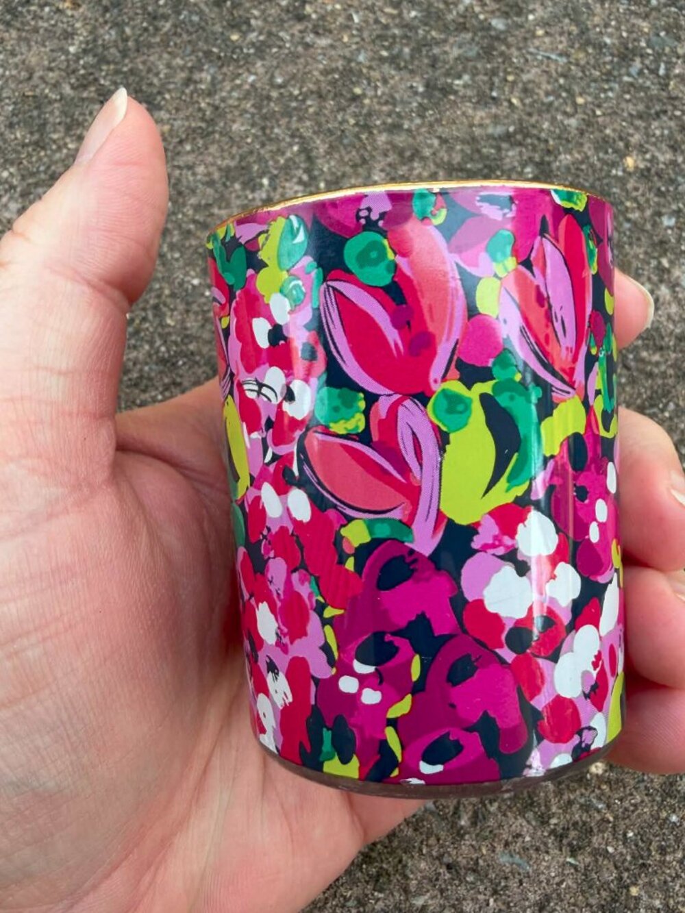 Lily Pulitzer Pink Floral Empty Candle Votive- like NEW!